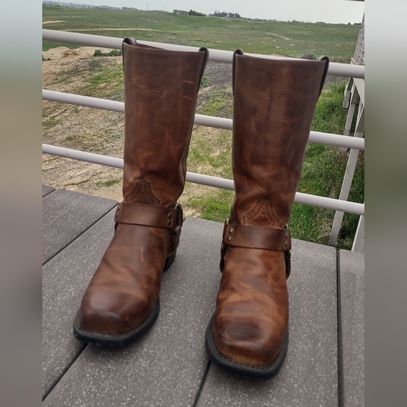 BROWN LEATHER BOULET HARNESS MOTORCYCLE BOOTS WOMENS 9.5 MENS 8.5 - Picture 13 of 15